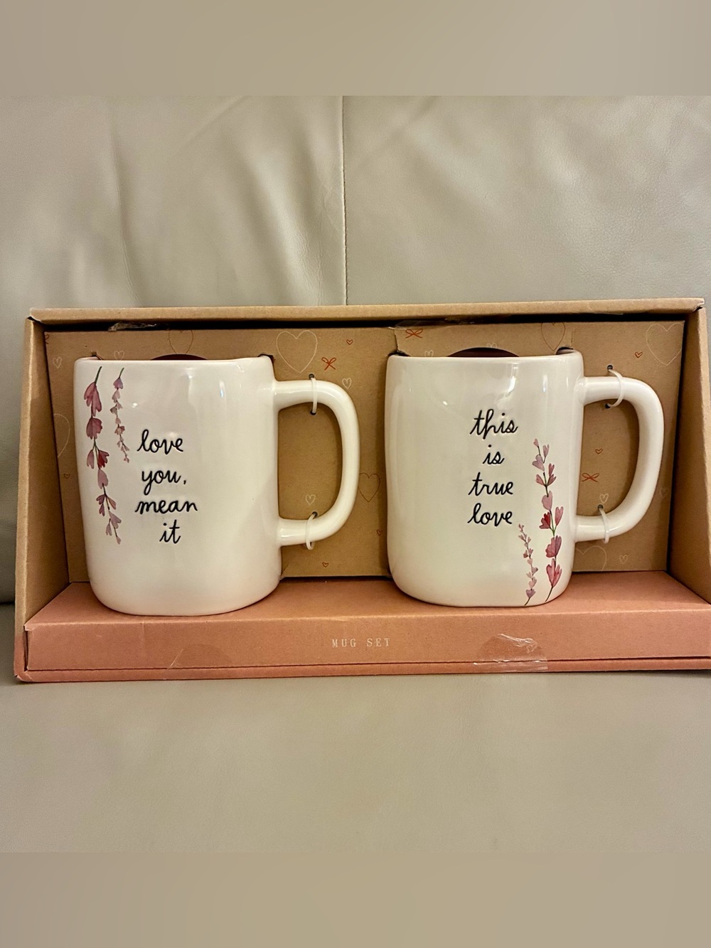 ✨Authentic NWT Rae Dunn Mug Set of 2- true love/love you mean it- rare find! 🩷